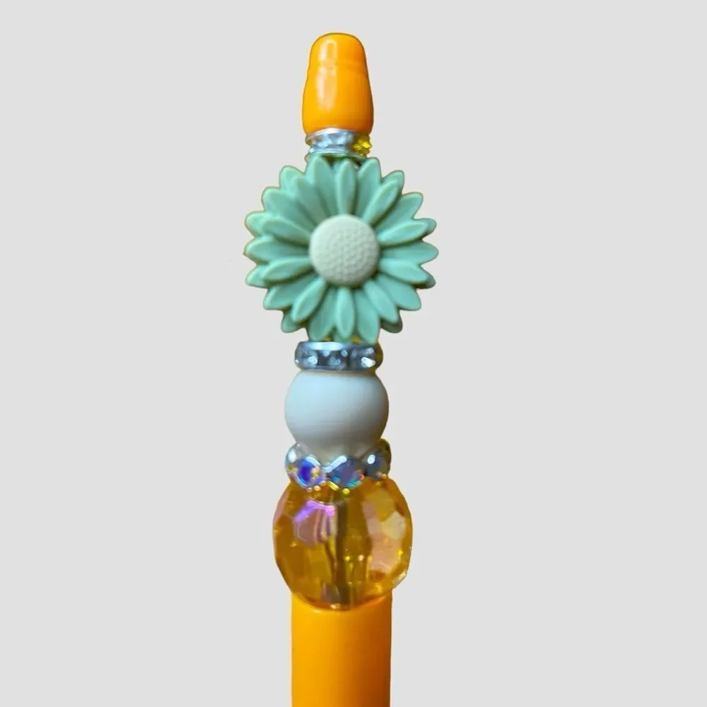 Flower and Crystal Beadable Pen
